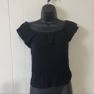 Ambiance Black Ruffle Shirt Size M